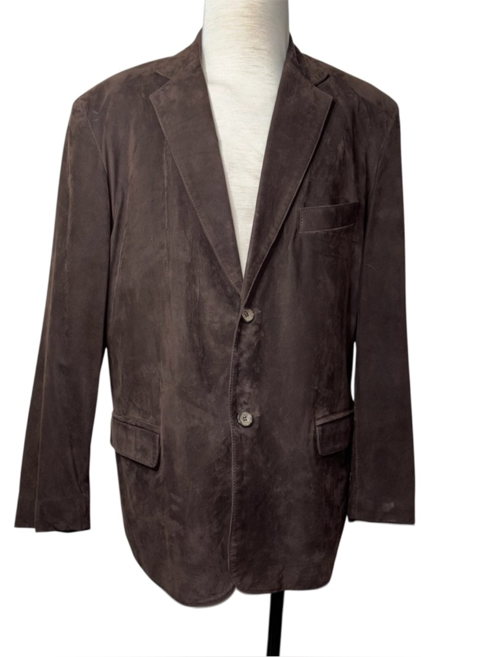 Remy Leather USA Blazer Sports Coat Mens Jacket Soft Suede Brown Size 42 Two But